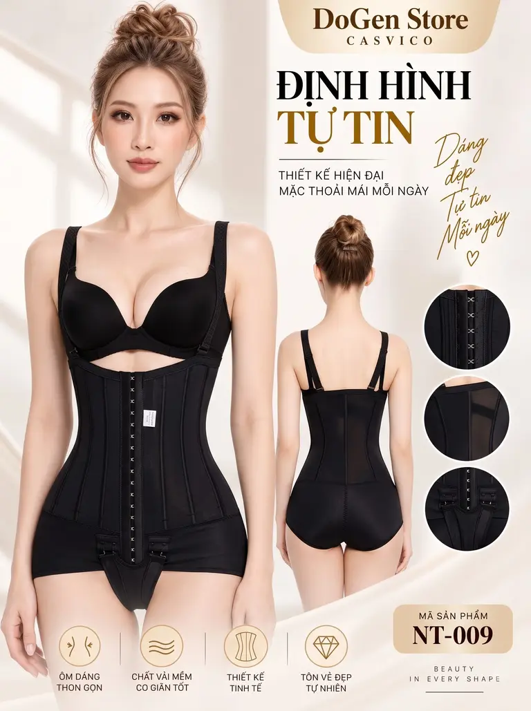 Gen định hình NT-009 Casvico với cấu trúc 9 thanh định hình và hệ thống móc cài phía trước