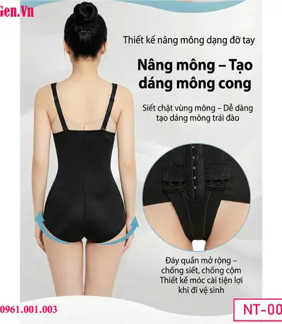 Gen toàn thân có quai đeo chống cuộn giúp cố định vóc dáng an toàn