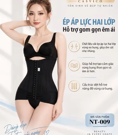 Gen định hình NT-009 Casvico với chất liệu ép áp lực hai lớp vùng eo bụng