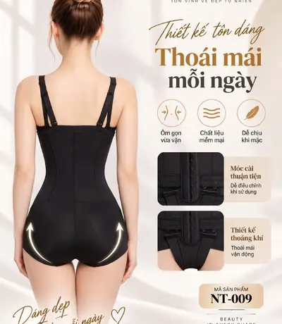 Mặt sau gen định hình NT-009 Casvico với dây vai điều chỉnh và thiết kế ôm dáng