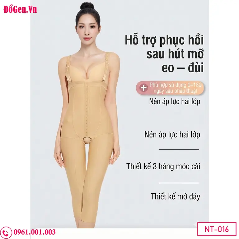 Cấu trúc gen định hình sau hút mỡ được gia cố lớp vải nén kép ở khu vực bụng dưới, giúp ép phẳng phần bụng mỡ khó giảm nhất.
