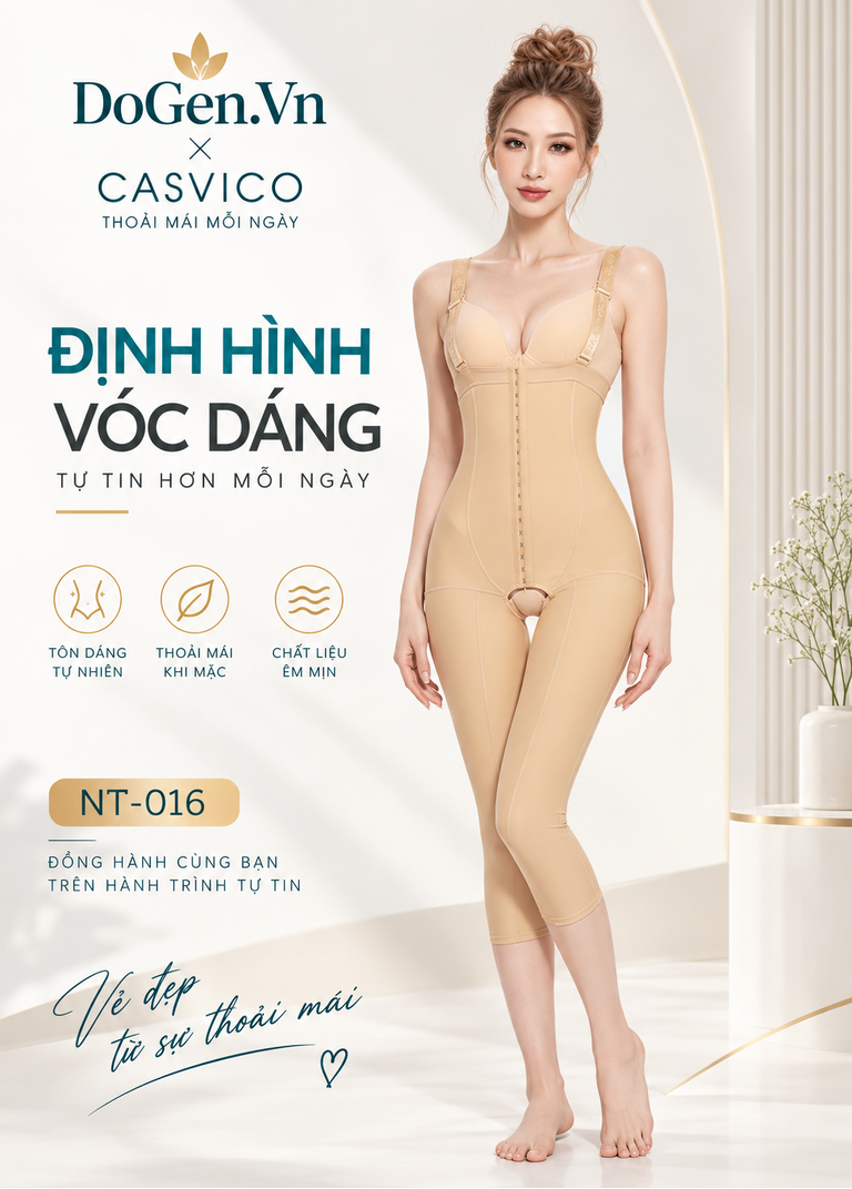 Chi tiết dây vai điều chỉnh và khóa cài 3 hàng của áo gen NT-016 Casvico màu da