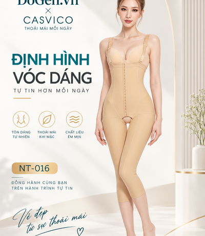 Chi tiết dây vai điều chỉnh và khóa cài 3 hàng của áo gen NT-016 Casvico màu da
