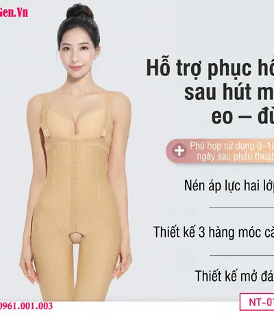 Thiết kế quai áo bản rộng của gen định hình sau hút mỡ giúp phân tán lực đều, không gây hằn đỏ hay đau mỏi vai gáy cho người mặc.