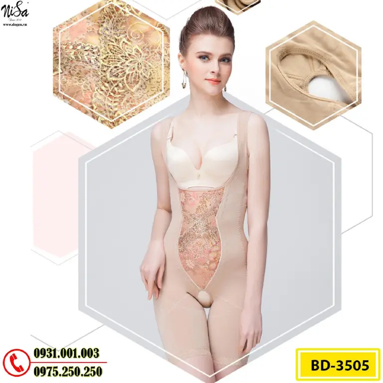 Bộ Đồ Lót Gen Định Hình Liền Thân Cao Cấp Thu Gọn Vòng Eo (Cod: BD-3505)