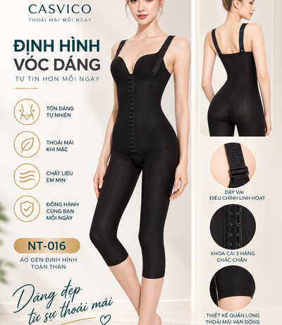 Chi tiết thiết kế áo gen NT-016 Casvico màu đen gồm dây vai, khóa cài và phần quần