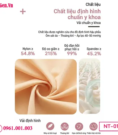 Chất liệu Gen body định hình sau hút mỡ bụng đùi giúp siết gọn cơ thể