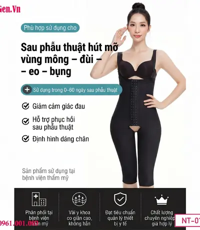 Gen nịt bụng đùi sau hút mỡ cấy mông giúp ôm gọn vùng eo và đùi