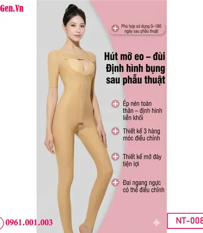 Áo gen body shaper compression garment sau cosmetic surgery.