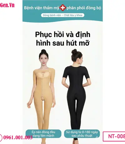 Áo gen định hình sau hút mỡ giúp body contour và swelling control.