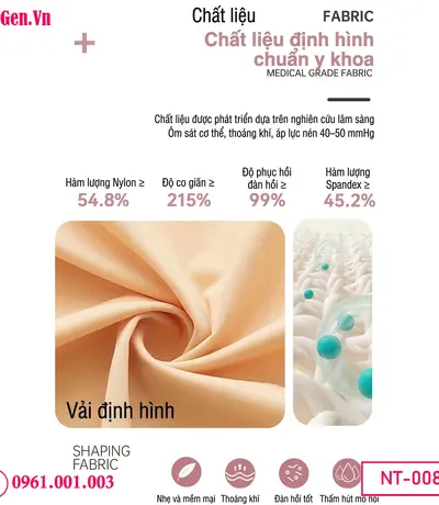 Áo gen y khoa sau hút mỡ nách, bắp tay, bụng và mông hỗ trợ hồi phục