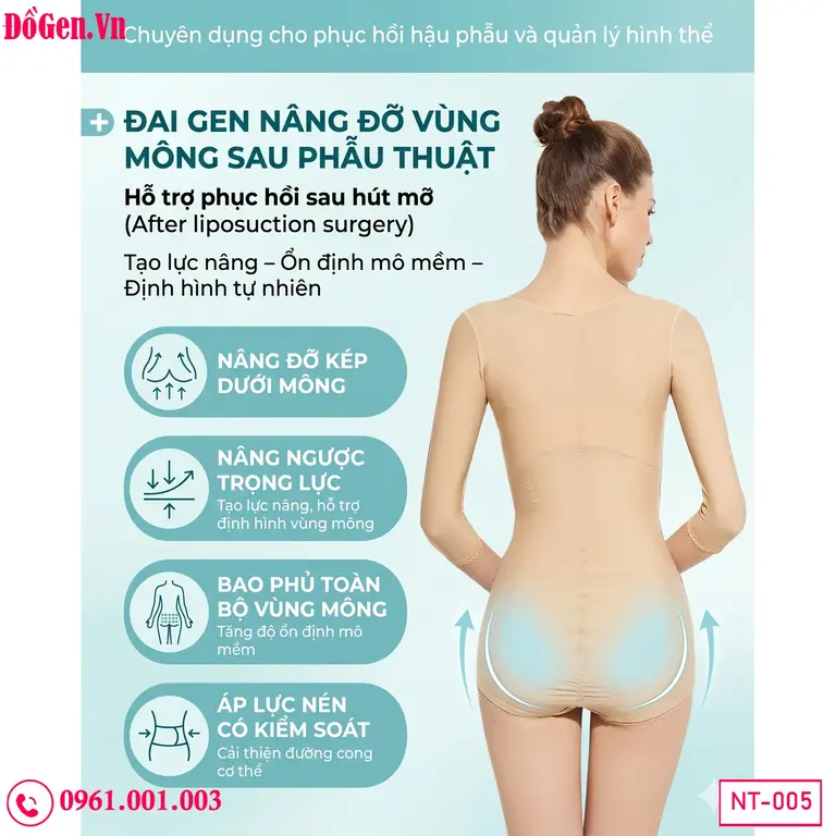 Gen nịt bụng eo bắp tay sau hút mỡ và cấy mông giúp giữ form tự nhiên – post BBL shapewear