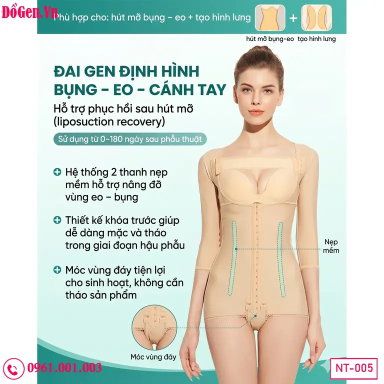 Gen body có tay sau cấy mông giúp định hình bụng eo và cánh tay