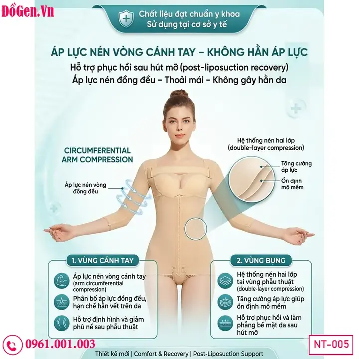 Gen nịt bụng sau hút mỡ eo cánh tay giúp giảm phù nề – post lipo support