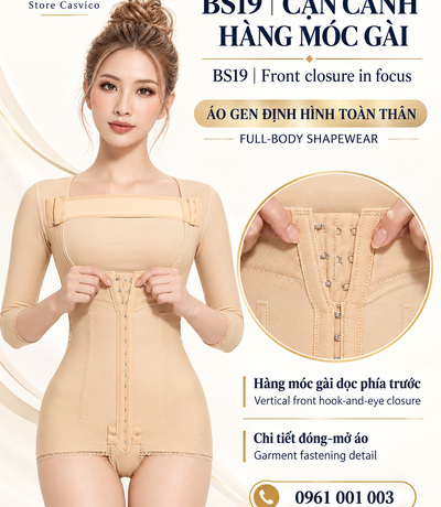 Close-up of BS19 nude vertical front hook-and-eye closure