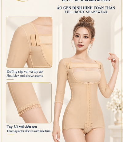 BS19 nude three-quarter sleeve and shoulder seam details