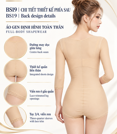 Back view of BS19 nude full-body shapewear