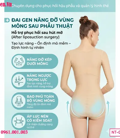 Gen nịt bụng eo bắp tay sau hút mỡ và cấy mông giúp giữ form tự nhiên – post BBL shapewear