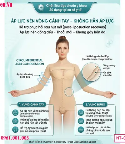 Gen nịt bụng sau hút mỡ eo cánh tay giúp giảm phù nề – post lipo support