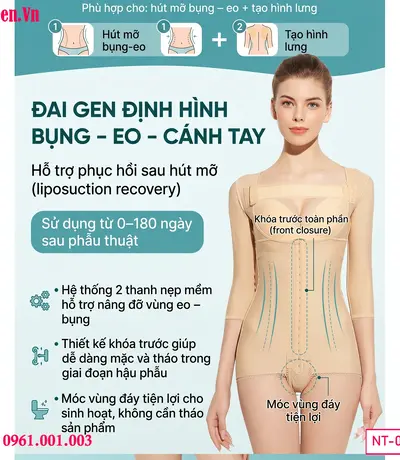 Gen body sau hút mỡ cấy mông giúp giảm sưng và bầm tím