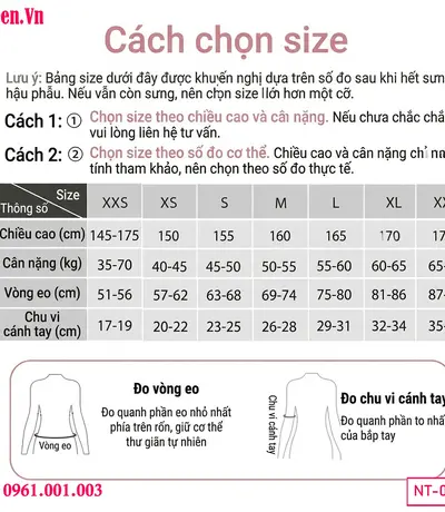 bảng size Gen body sau thẩm mỹ BBL cao cấp giúp phục hồi hiệu quả