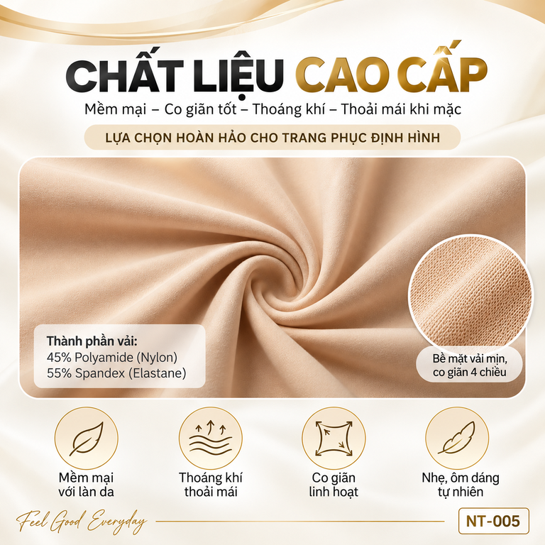 Chất liệu áo gen định hình toàn thân NT-005