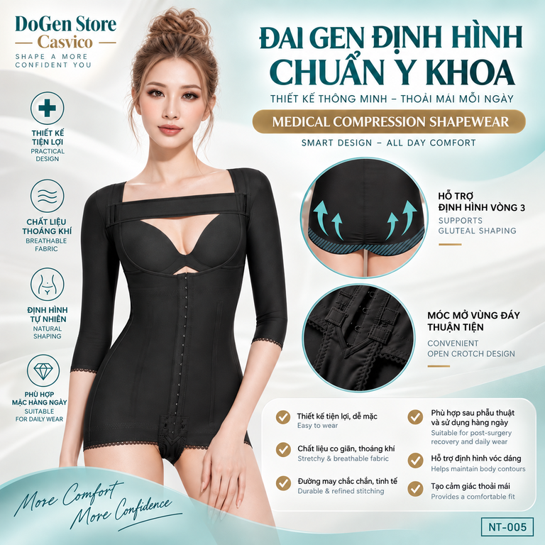 Áo gen định hình sau phẫu thuật – vùng nách, bắp tay, bụng, mông