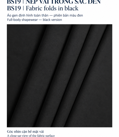 Close-up of BS19 black fabric surface and folds