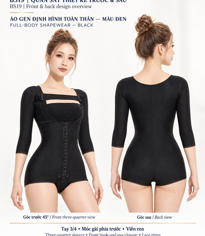 Front and back views of BS19 black shapewear
