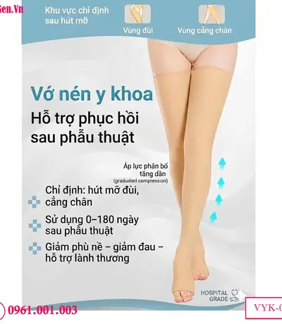 Vớ Nén Y Khoa VYK-001 | Hỗ Trợ Phục Hồi Nhanh Sau Hút Mỡ Đùi, Cẳng Chân