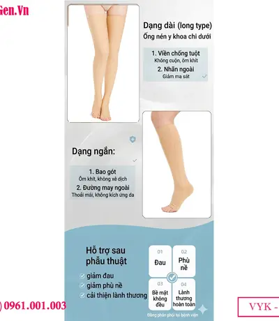 Vớ Nén Y Khoa VYK-001 | Hỗ Trợ Phục Hồi Nhanh Sau Hút Mỡ Đùi, Cẳng Chân
