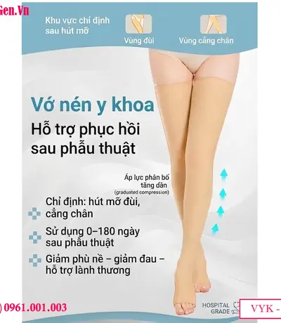 Vớ Nén Y Khoa VYK-001 | Hỗ Trợ Phục Hồi Nhanh Sau Hút Mỡ Đùi, Cẳng Chân