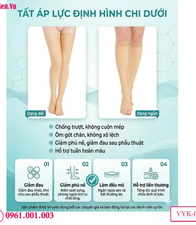Vớ Nén Y Khoa VYK-001 | Hỗ Trợ Phục Hồi Nhanh Sau Hút Mỡ Đùi, Cẳng Chân
