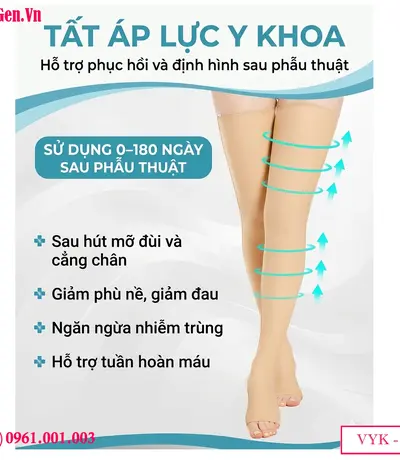 Vớ Nén Y Khoa VYK-001 | Hỗ Trợ Phục Hồi Nhanh Sau Hút Mỡ Đùi, Cẳng Chân