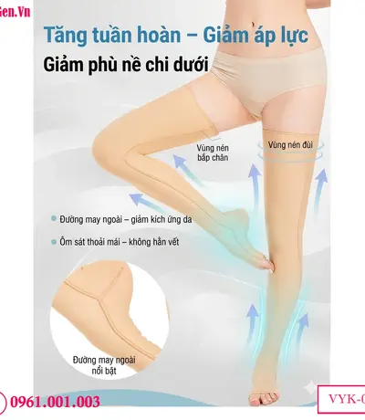 Vớ Nén Y Khoa VYK-001 | Hỗ Trợ Phục Hồi Nhanh Sau Hút Mỡ Đùi, Cẳng Chân