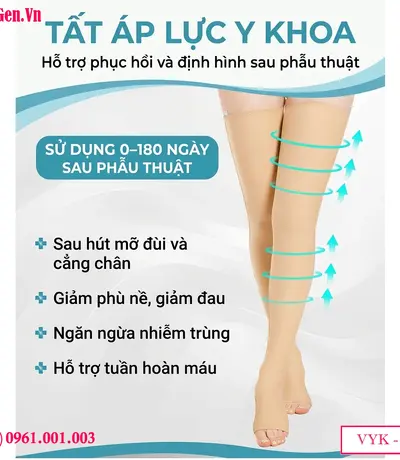 Vớ Nén Y Khoa VYK-001 | Hỗ Trợ Phục Hồi Nhanh Sau Hút Mỡ Đùi, Cẳng Chân
