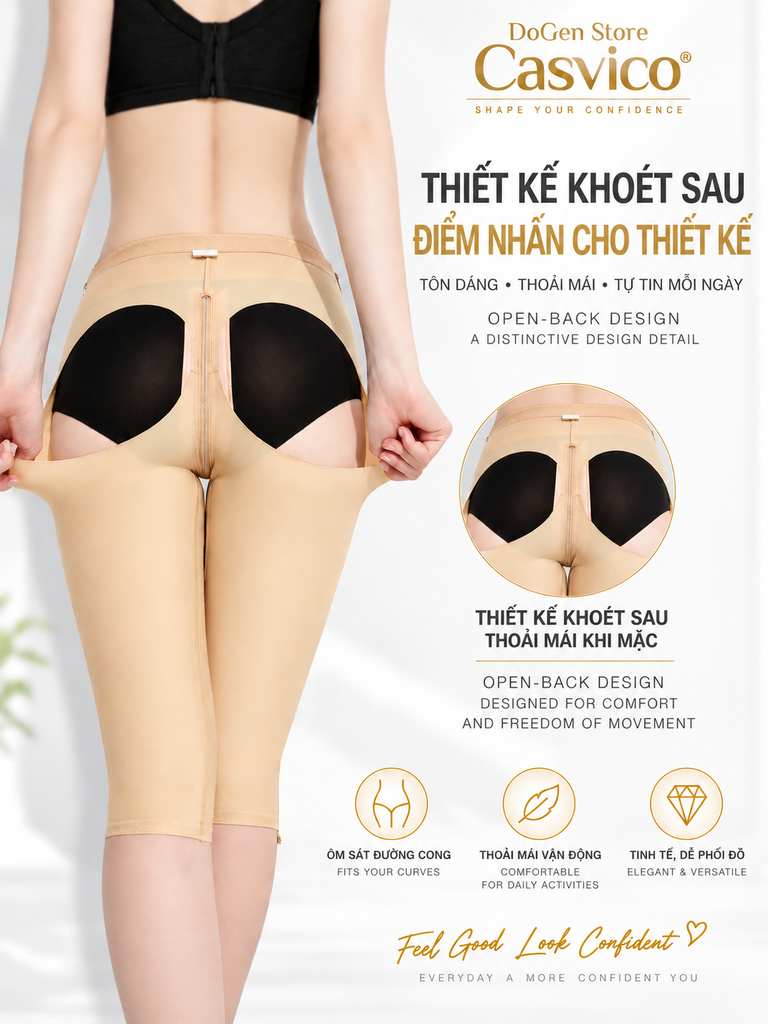 Mặt sau quần gen định hình Casvico với thiết kế khoét sau