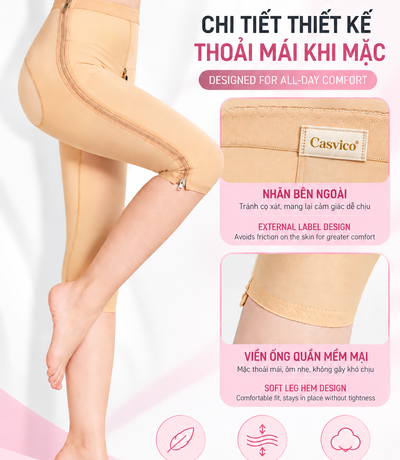 Chi tiết nhãn tem bên ngoài và viền ống quần gen Casvico
