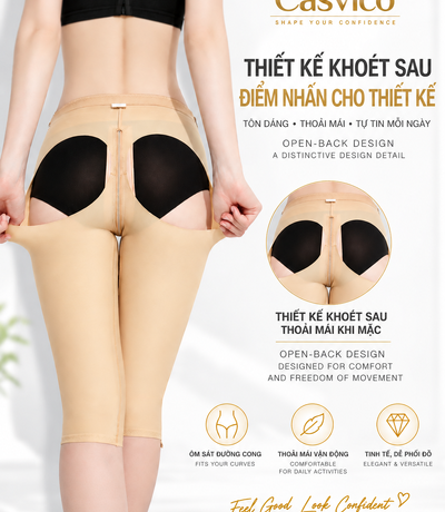 Mặt sau quần gen định hình Casvico với thiết kế khoét sau
