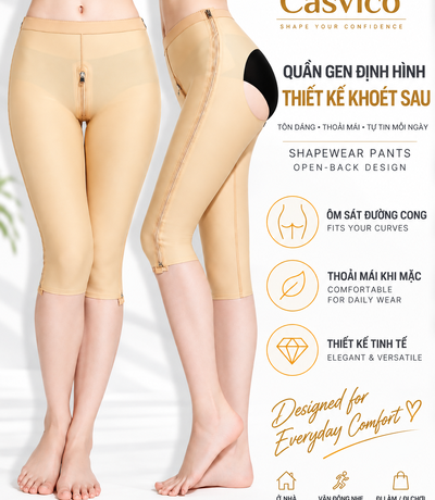 Quần gen định hình màu nude Casvico thiết kế khoét sau