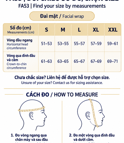 Đai Định Hình Mặt Màu Da & Đen | FA53 Facial Support Wrap – Nude & Black