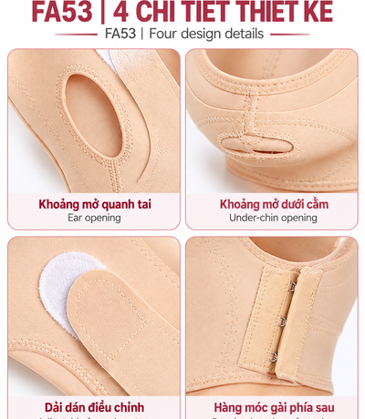 Đai Định Hình Mặt Màu Da & Đen | FA53 Facial Support Wrap – Nude & Black