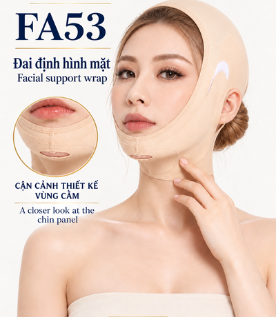 Đai Định Hình Mặt Màu Da & Đen | FA53 Facial Support Wrap – Nude & Black