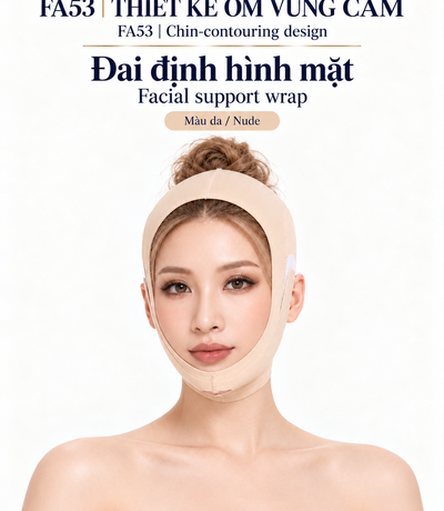 Đai Định Hình Mặt Màu Da & Đen | FA53 Facial Support Wrap – Nude & Black