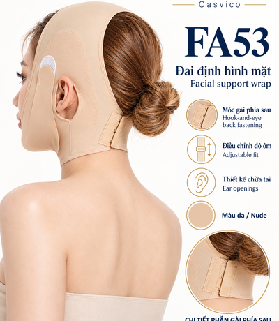 Đai Định Hình Mặt Màu Da & Đen | FA53 Facial Support Wrap – Nude & Black