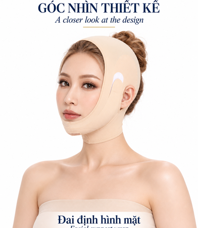 Đai Định Hình Mặt Màu Da & Đen | FA53 Facial Support Wrap – Nude & Black