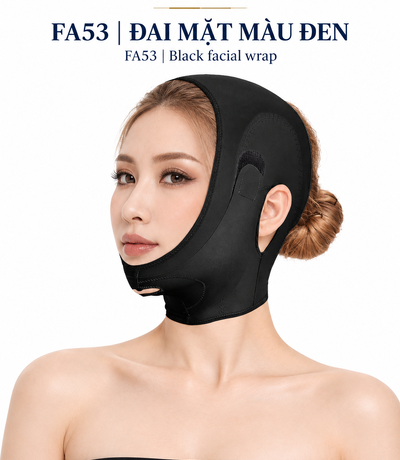 Đai Định Hình Mặt Màu Da & Đen | FA53 Facial Support Wrap – Nude & Black