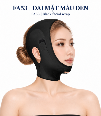 Đai Định Hình Mặt Màu Da & Đen | FA53 Facial Support Wrap – Nude & Black