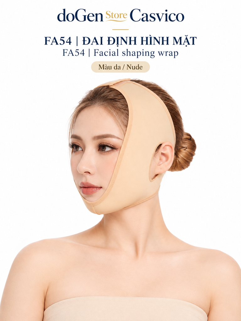 Người mẫu đeo đai mặt FA54 màu da ở góc nghiêng, thể hiện phần đai bên mặt