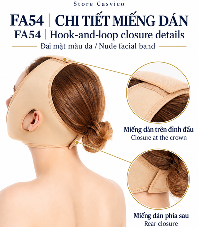 Đai mặt FA54 với các ảnh cận cảnh miếng dán trên đỉnh đầu và phía sau